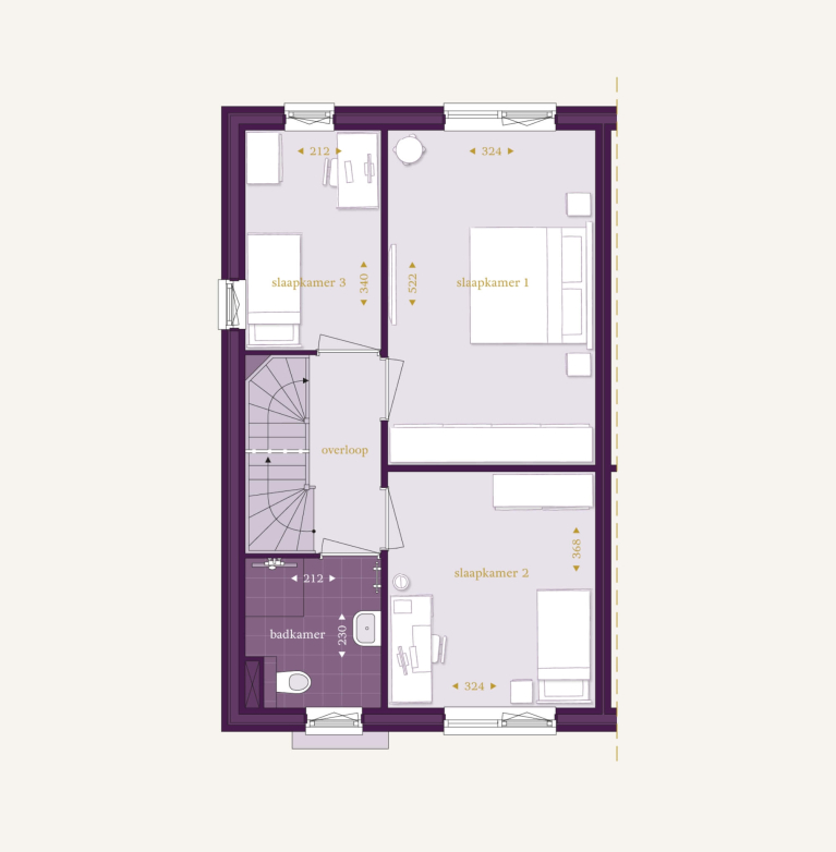 Verdieping 1 - Type B - Twee-onder-een-kapwoning